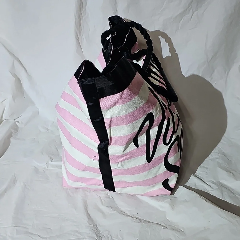 Victoria's Secret Pink, White Striped Tote New - Picture 4 of 14